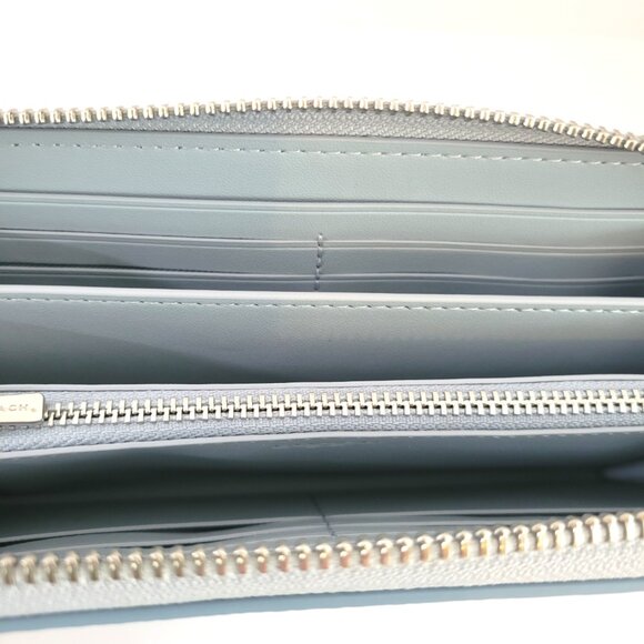 Coach CBO02 Long Zip Around Wallet Sketch Signature Canvas Wristlet Ice Blue - Picture 6 of 6